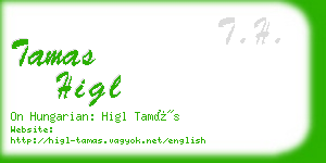 tamas higl business card